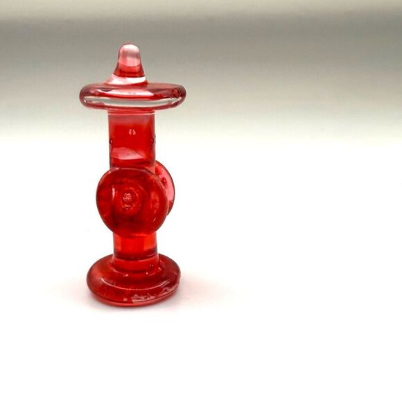 Vintage Spun Hand Blown Glass Fire Hydrant Red Miniature Micro Figurine - Picture 2 of 5